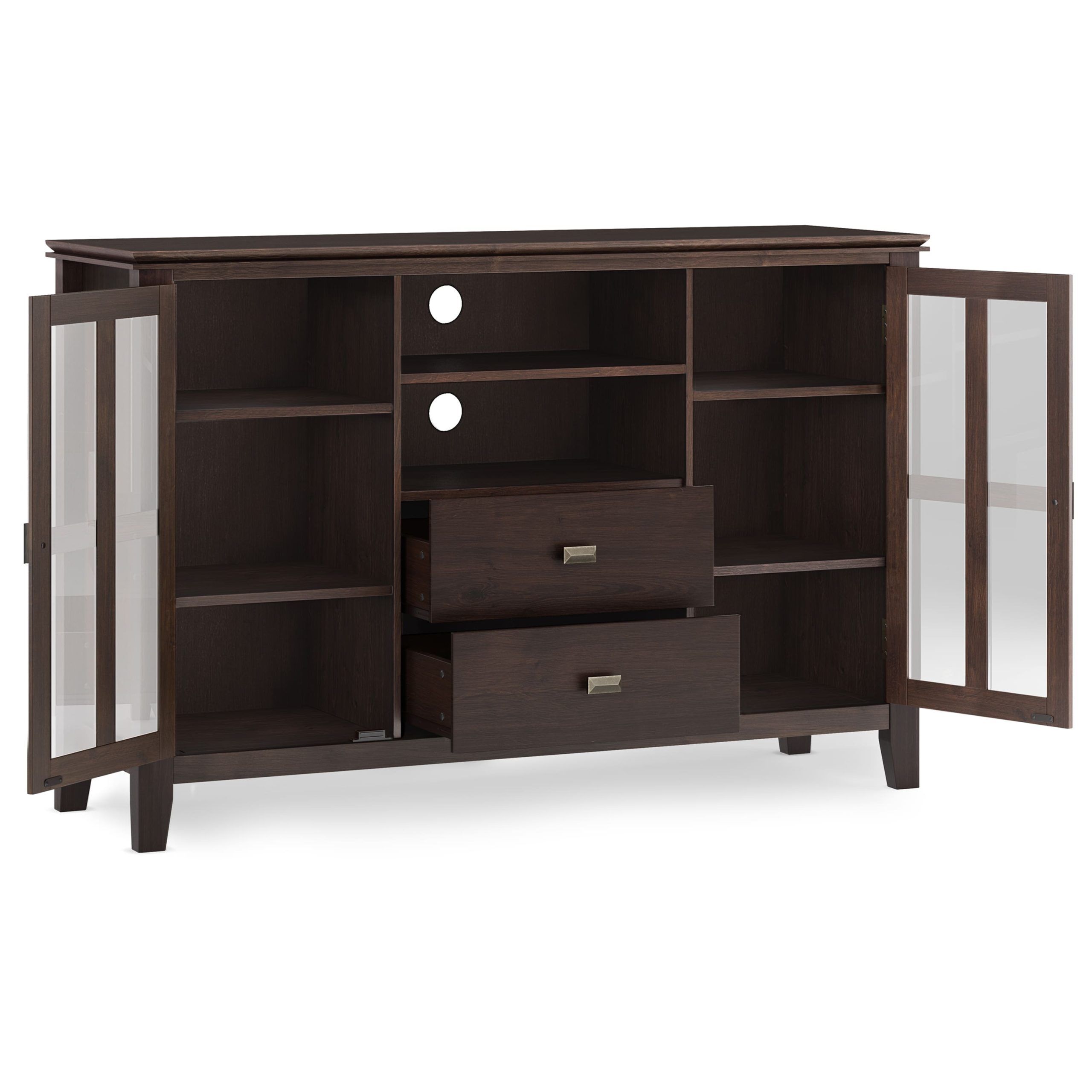 Customer Reviews: Simpli Home Artisan Solid Wood 53 Inch Wide ... inside Exploring the Benefits of Wooden TV Stands Over Other Materials