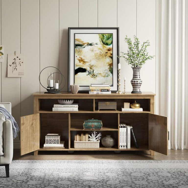 Dextrus Farmhouse Tv Stand For 65 Inch Tv, Barn Door Entertainment ... for Creating Warmth with Autumn Gold Accents in Home Decor