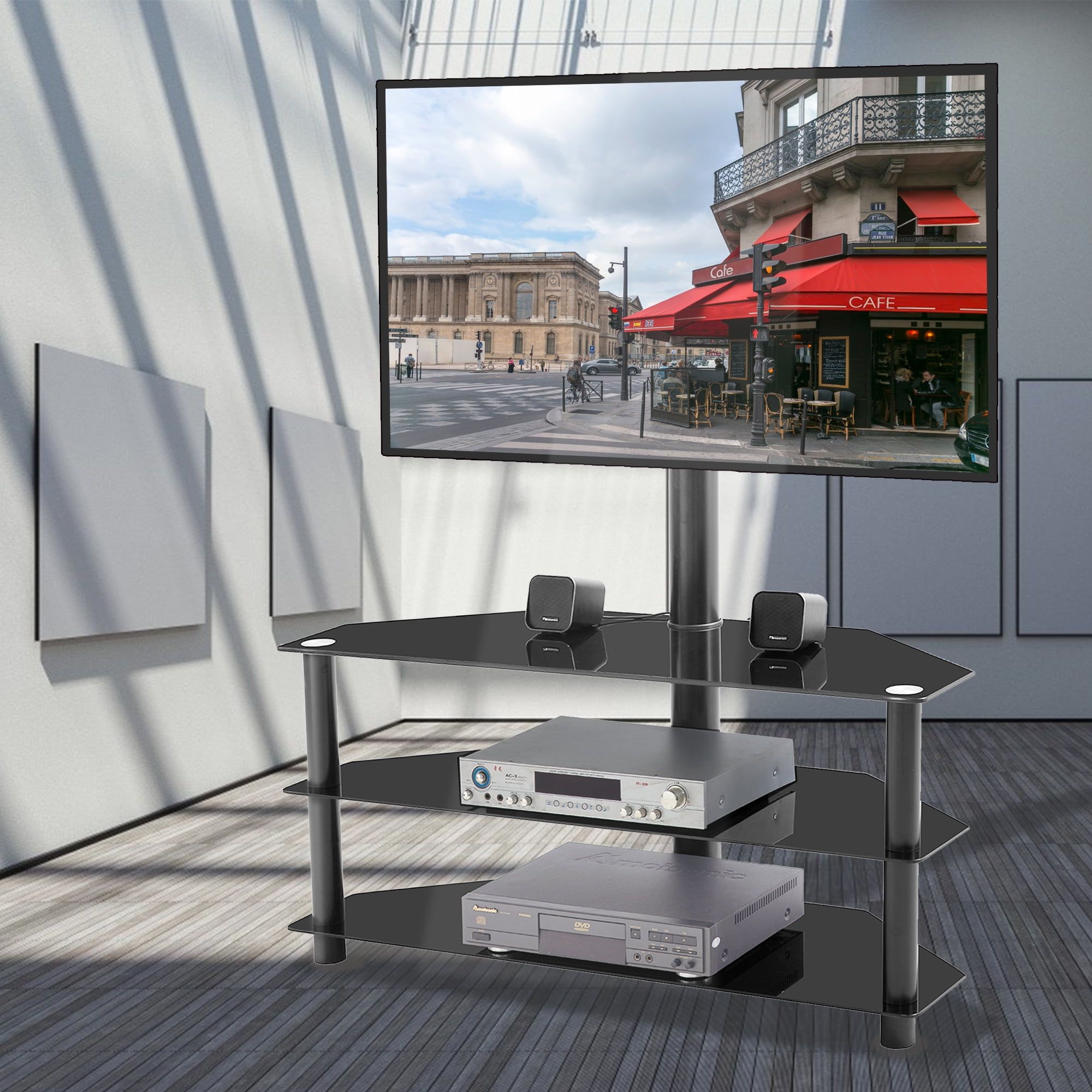 Direct Wicker Black Multi-Function Tv Stand Height Adjustable Bracket ... within Exploring the benefits of adjustable height TV mounting solutions