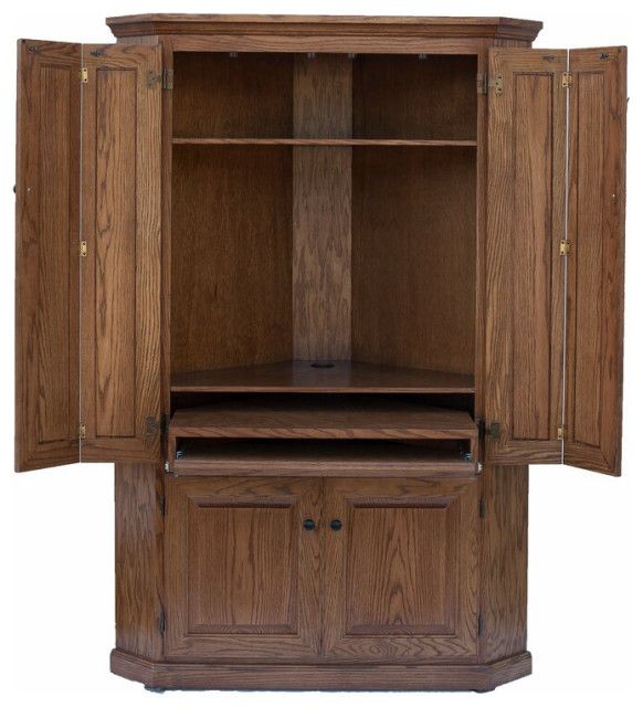 Eagle Furniture Classic Oak Corner Computer Armoire Work Station ... within Eagle Furniture Classic Oak 46.25&amp;quot; Tall Corner Tv Cart, Dark Oak