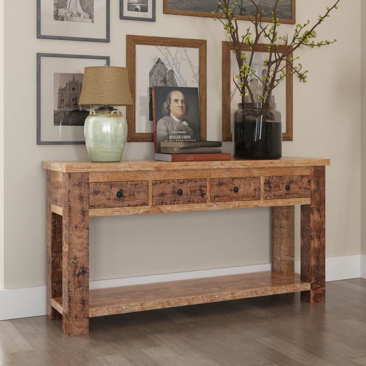 Entryway Furniture Furniture Entry Foyer Table Rustic Mid Century ... pertaining to Madison County Rustic Reclaimed Solid Wood Farmhouse Sofa 50 Sofa Table