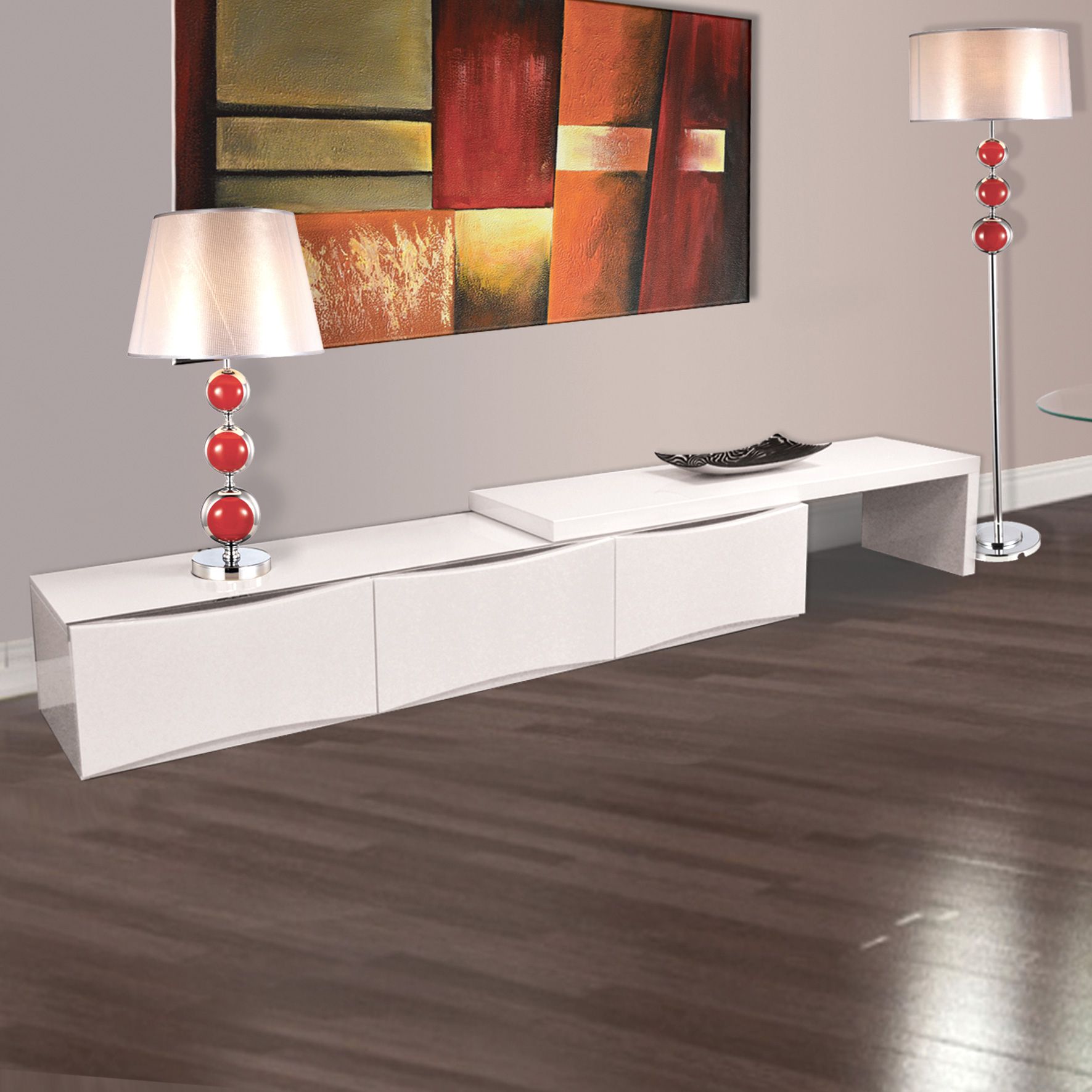 Expandable Tv Stand Mdf White Lacquer High Quality | Angelee's ... throughout 86.5" Modern Vortice Tv Stand White Lacquer Body Chrome Legs Geometric Paneling