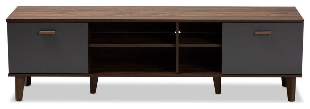 Farrelly Mid-Century Modern Two-Tone Walnut Brown And Gray Wood Tv ... within Farrelly Mid-Century Modern Two-Tone Walnut Brown And Gray Wood Tv Stand