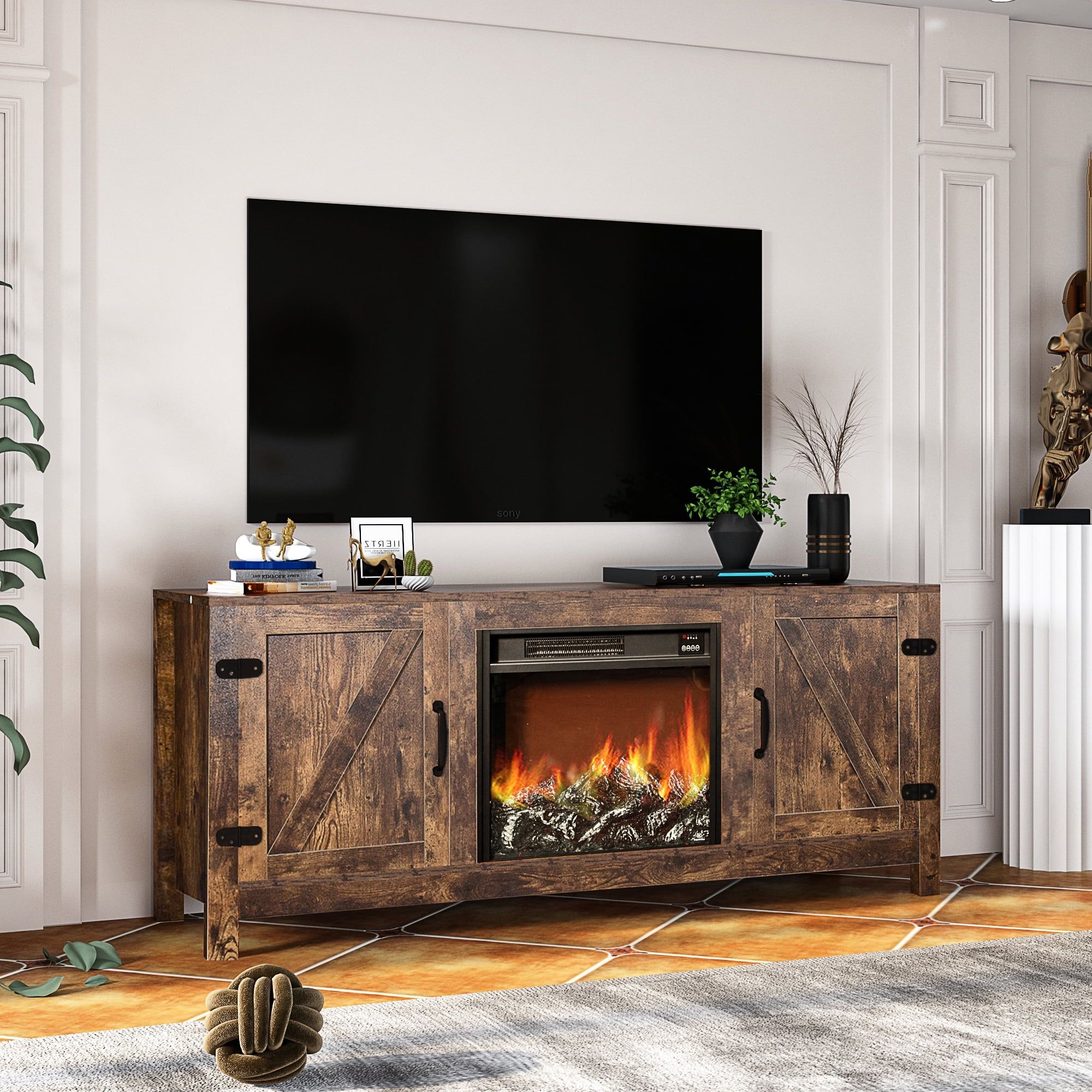 Fireplace Tv Stand For Tv Up To 65 Inches, Wood Electric Fireplace Tv ... with regard to Inside the construction process of Eagle Furniture&amp;#039;s acclaimed 48 inch Oak Ridge TV console
