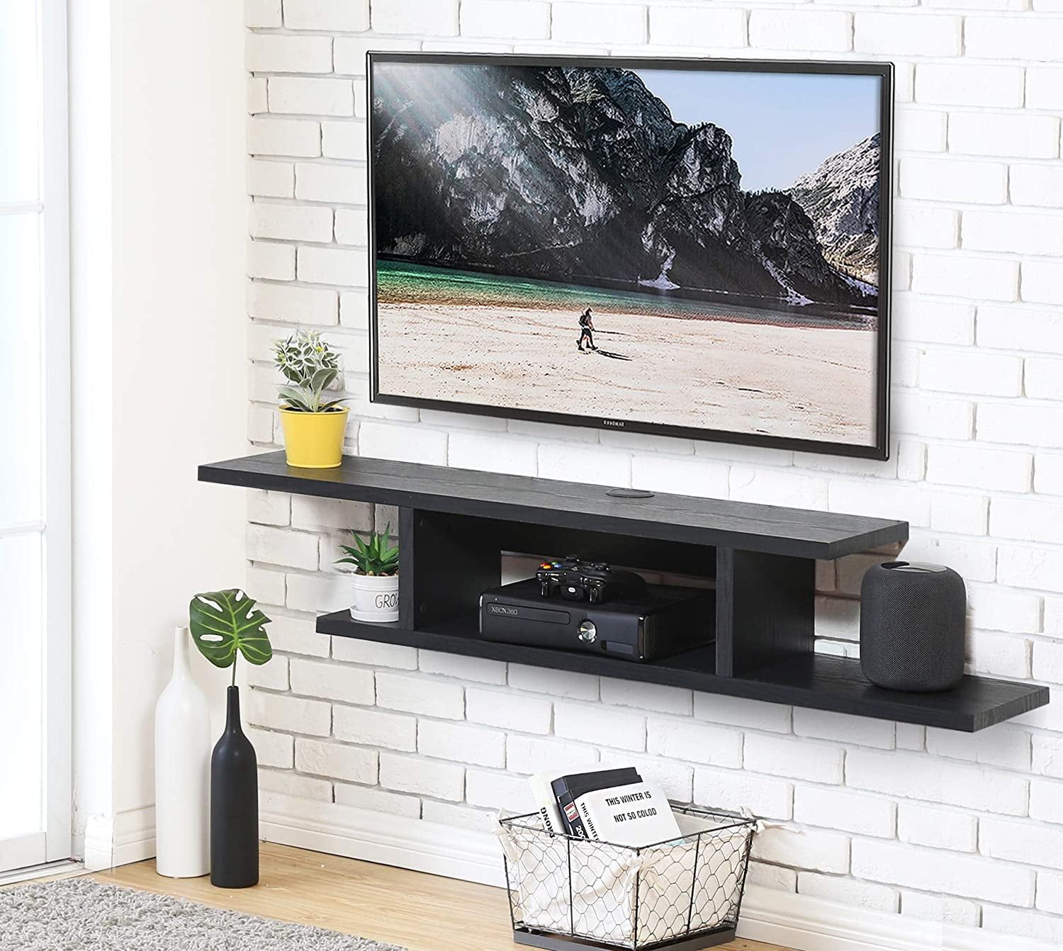 Floating Tv Entertainment Center Wall Mounted Media Console - Walmart.com within Wall-Mounted Storage Solutions for Contemporary Living Rooms