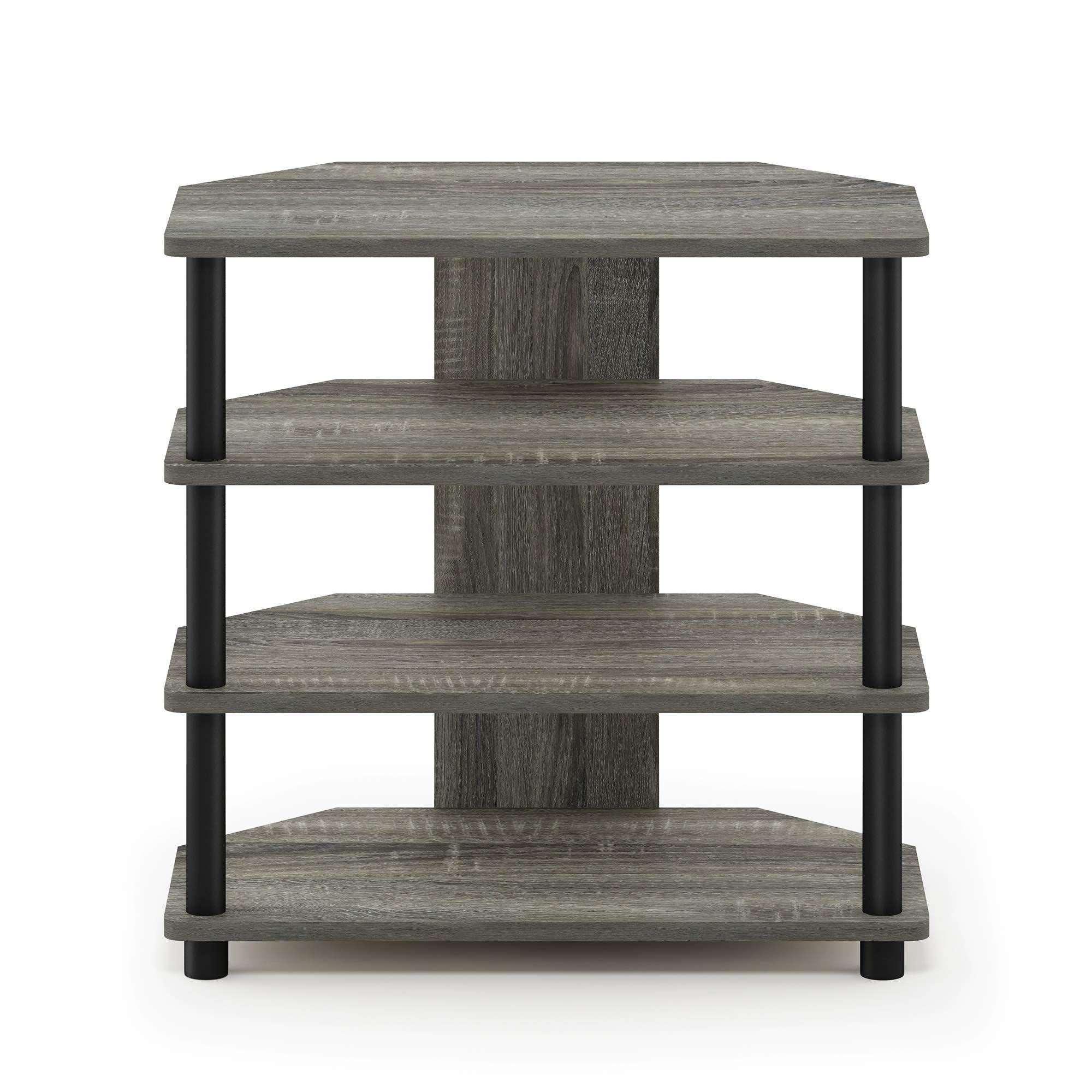 Furinno Turn-N-Tube Easy Assembly 4-Tier Petite Entertainment Center ... in Turn-N-Tube Grand Entertainment Center, French Oak Gray/Black, 14146Gyw/Bk