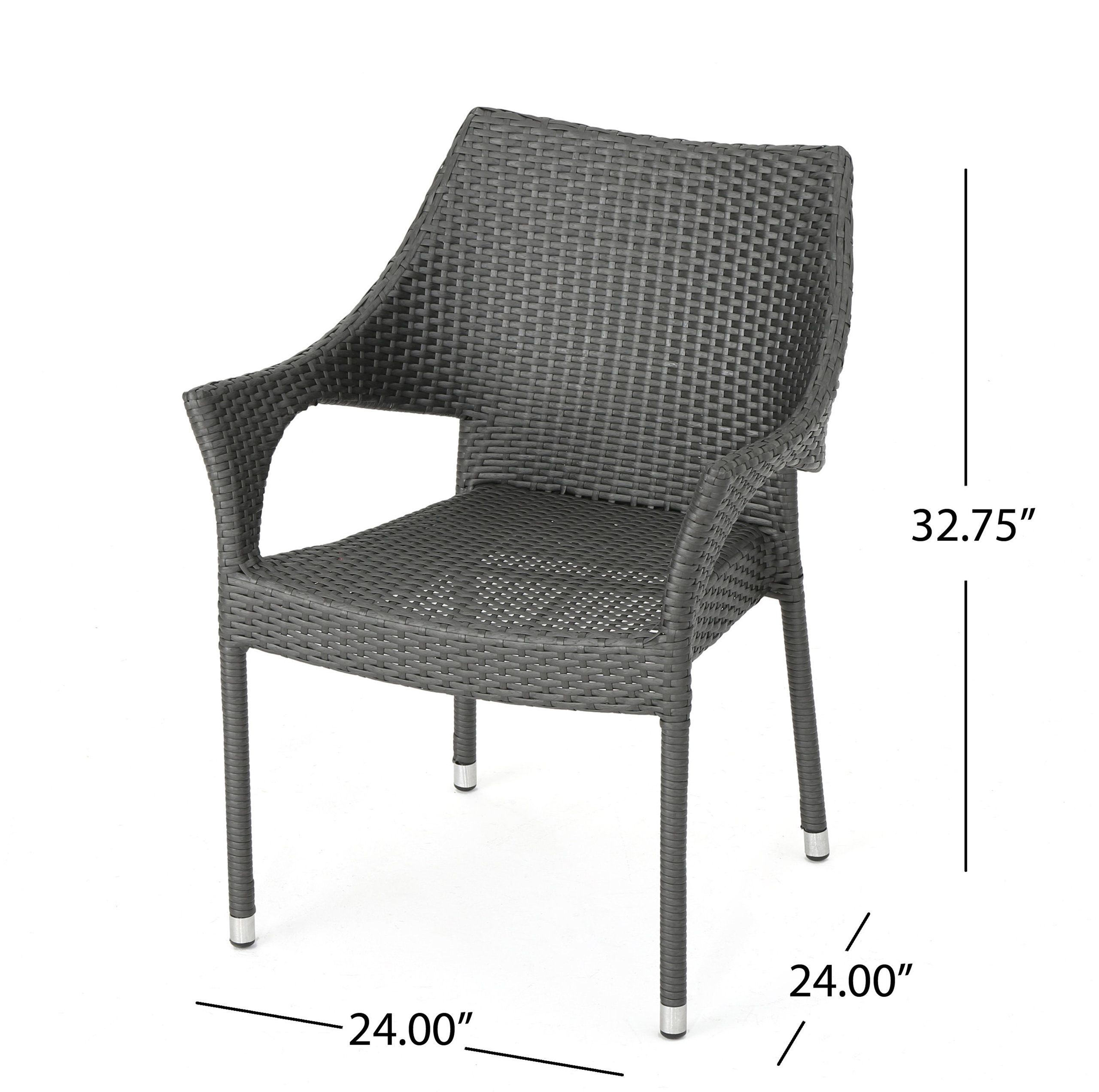 Gdf Studio 5-Piece Lina Outdoor Wood And Wicker Dining Set, Gray And ... within Maximizing small spaces with efficient outdoor dining set configurations