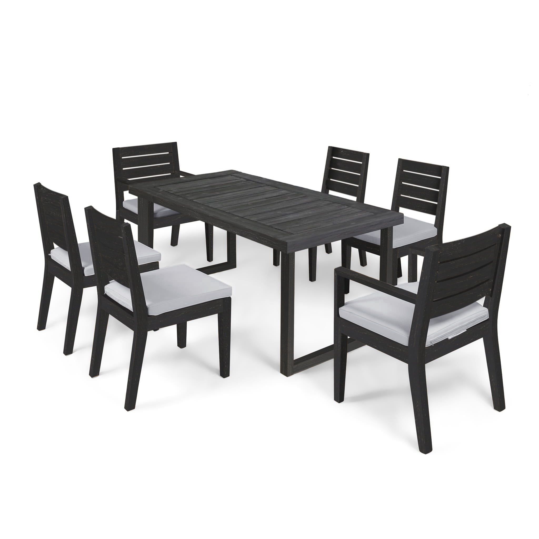 Gdf Studio Agnew Outdoor Acacia Wood 7 Piece Dining Set With Cushion ... with regard to Gdf Studio 7-Piece Clarisse Outdoor Finished Aluminum Dining Set, Black Sand