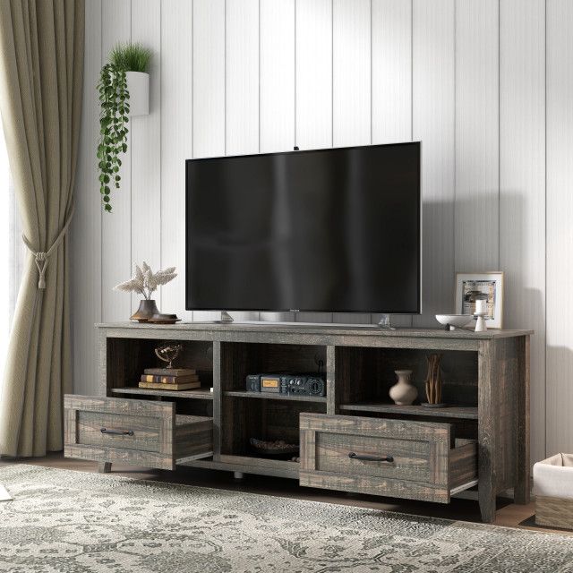 Gewnee 70 Inch Length Tv Stand For Living Room And Bedroom - Modern ... intended for Gewnee Tv Stand Storage Media Console Entertainment Center, Black