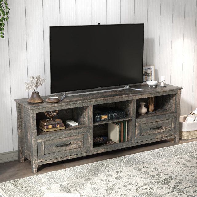 Gewnee 70 Inch Length Tv Stand For Living Room And Bedroom - Modern ... pertaining to How Gewnee's Black Entertainment Console Transforms Home Theater Experiences