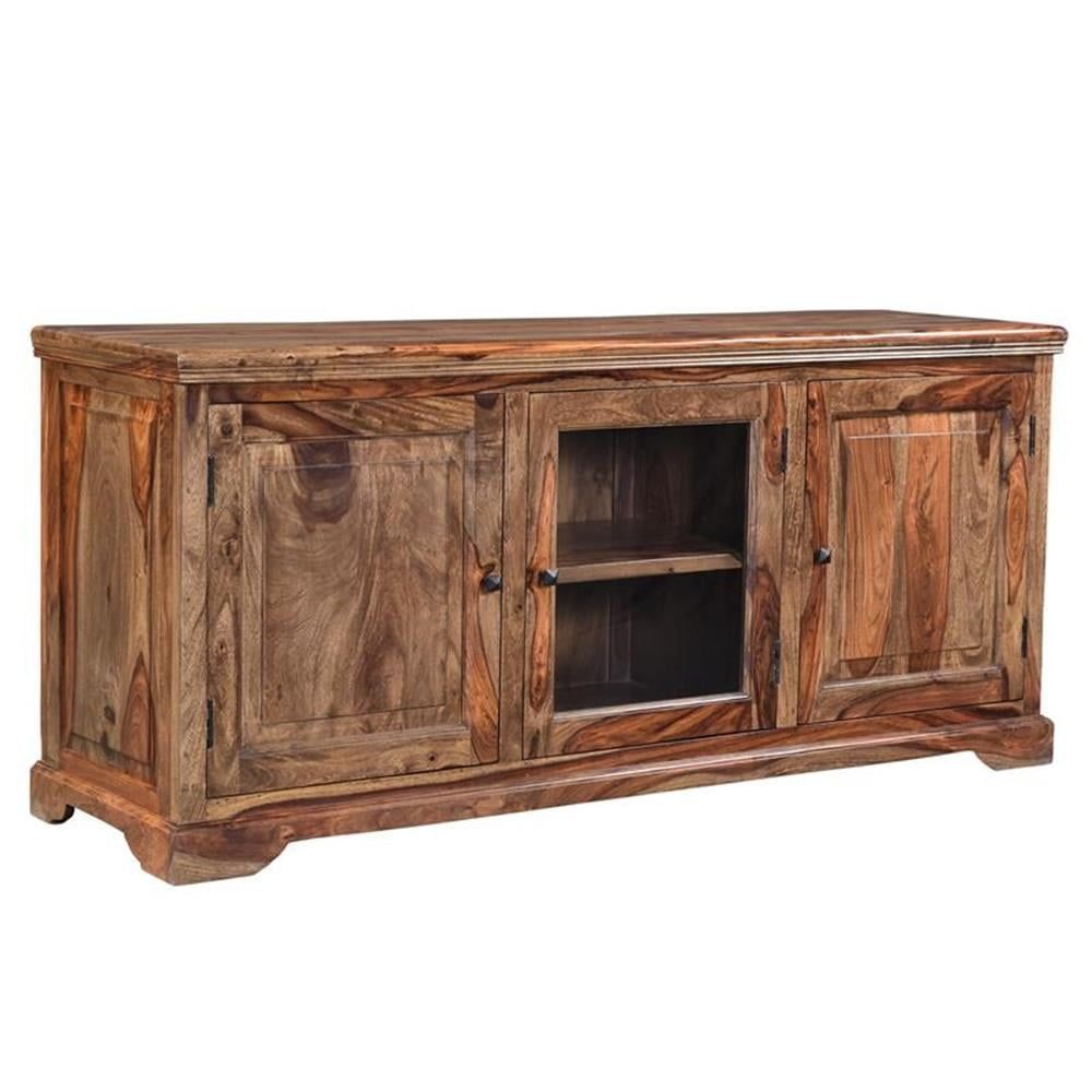 Hawthorne Collections Sante Fe Solid Sheesham Wood Tv Stand - Brown ... intended for The art of blending functionality with aesthetic appeal in home furnishings