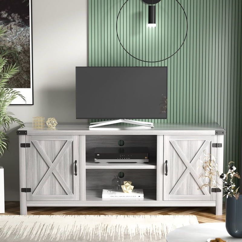 "Homall Entertainment Center, Wood Console Barn Two-Door Tv Stand For ... with regard to 80" Two Door Tv Console Entertainment Stand Wood Cabinet Fully Assembled Gray