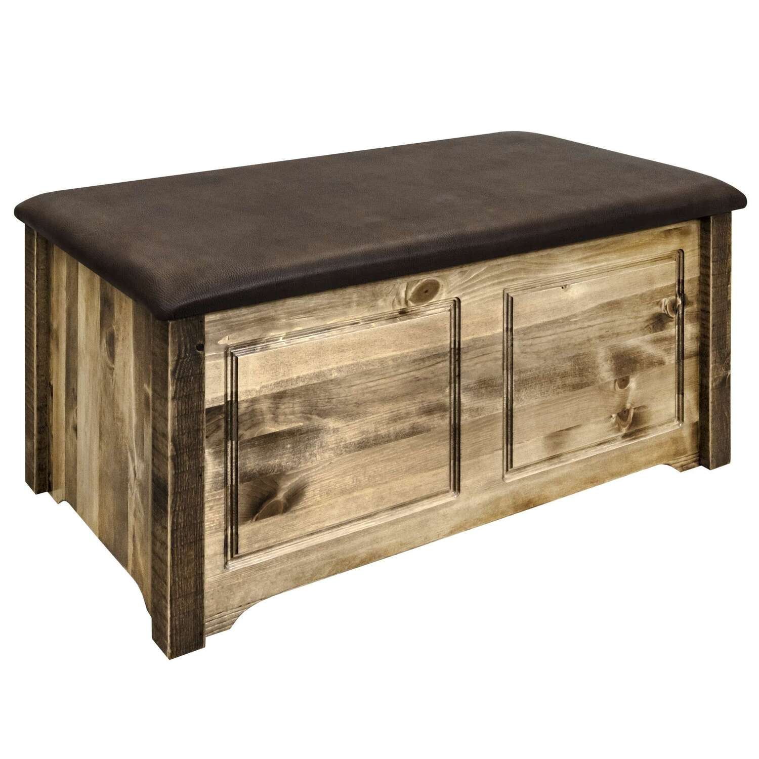 Homestead Collection Small Blanket Chest, Saddle Upholstery, Stain ... throughout Homestead Collection Sitting Chest/Entertainment Center, Stain And Clear Lacquer