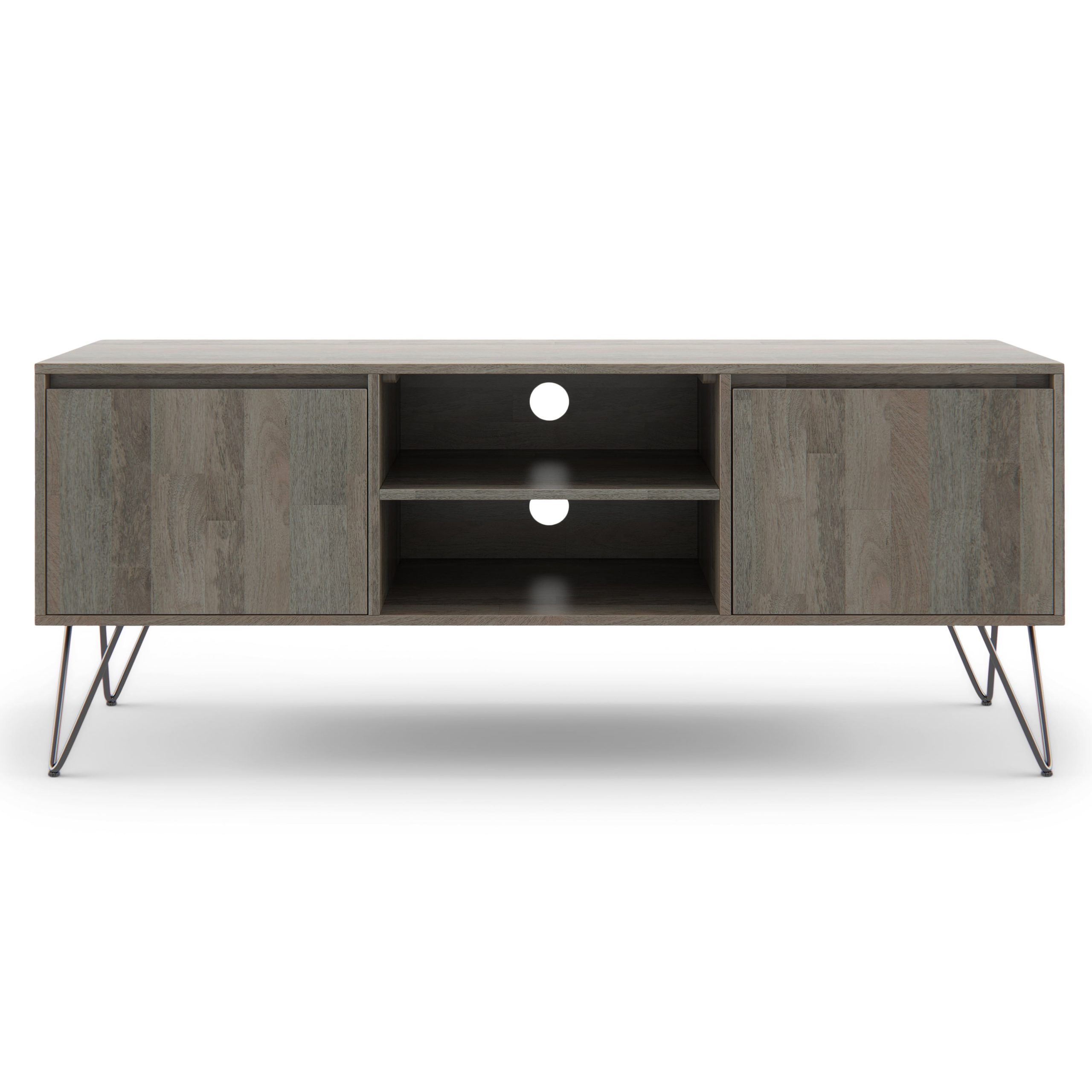 Hunter Solid Mango Wood Tv Media Stand In Grey For Tvs Up To 65 Inches ... inside Harrow Solid Mango Wood Tv Media Stand, Natural For Tvs Up To 65 Inches