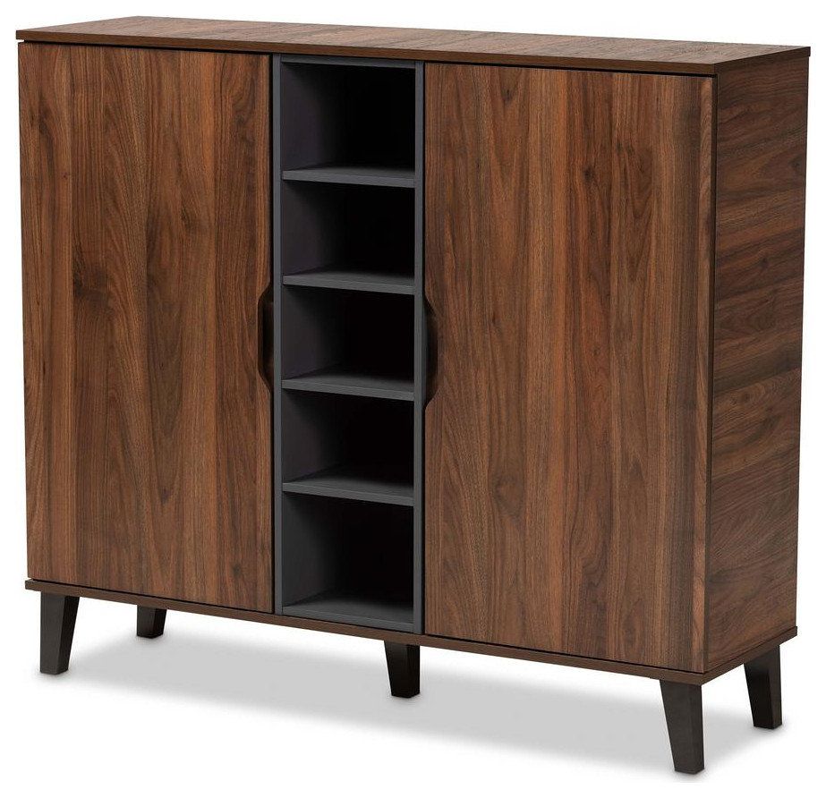 Idina Mid-Century Modern Two-Tone Walnut Brown And Grey Finished Wood 2 ... with regard to Farrelly Mid-Century Modern Two-Tone Walnut Brown And Gray Wood Tv Stand
