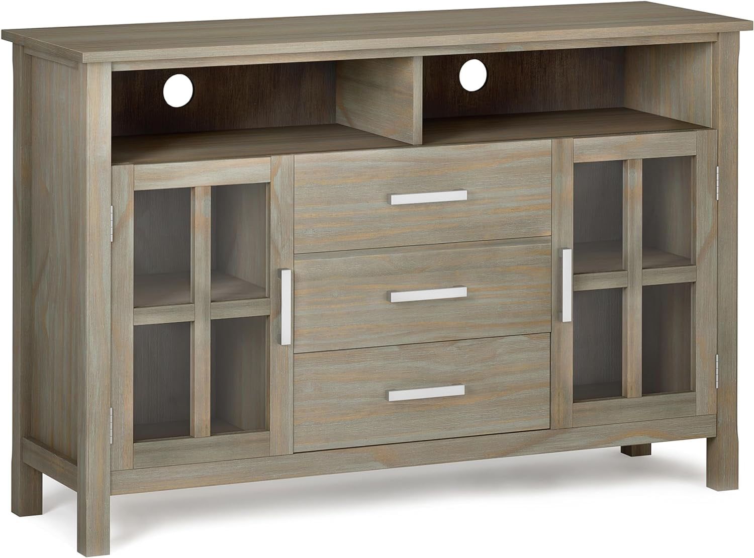 Jingyun Kitchener Solid Wood 53 Inch Wide Contemporary Tv Media Stand ... with regard to Artisan Solid Wood 53" Wd Contemporary Tv Media Stand In White For Tvs Upto