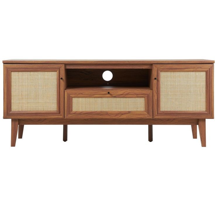 Jonathan Y Finley 59 In. Farmhouse Caned Tv Stand With Drawer And ... pertaining to Smart cable management for clean home setups