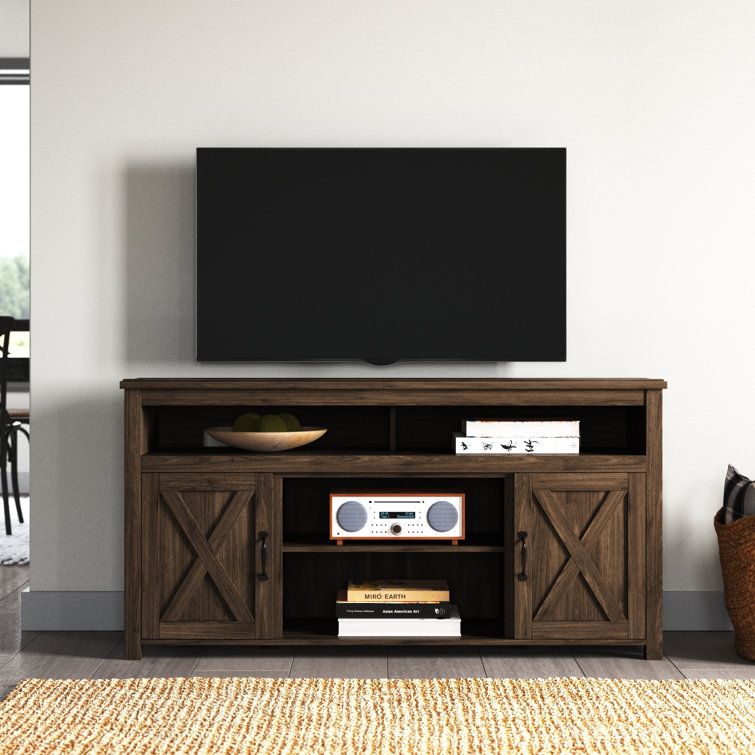 Laurel Foundry Modern Farmhouse Kayli Tv Stand For Tvs Up To 65" Media ... intended for Modway Nexus Metal & Wood Tv Stand For Tvs Up To 65" In Black And Walnut