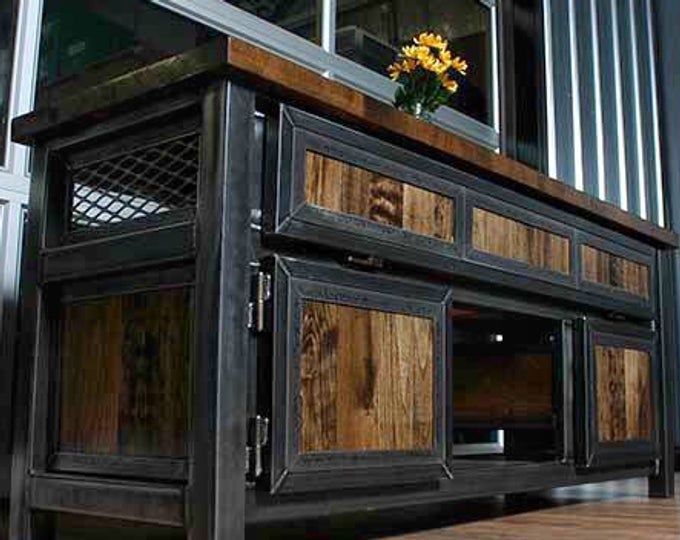 Modern Industrial Media Console Console Table Tv Stand | Etsy ... throughout The Art of Functional Aesthetics in Contemporary Interior Design