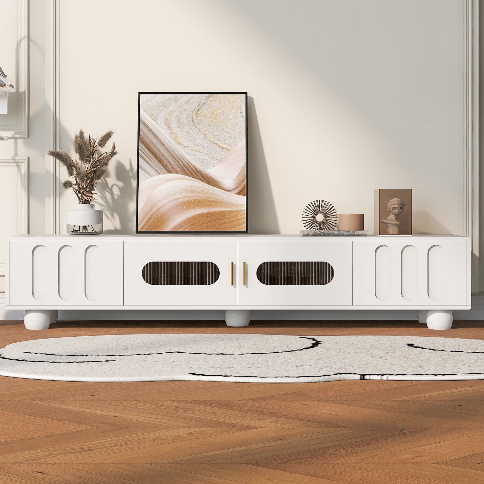 Modern Tv Stand For Tvs Up To 80 Inches, Entertainment Center With ... with regard to The Art of Balancing Form and Function in Media Room Design