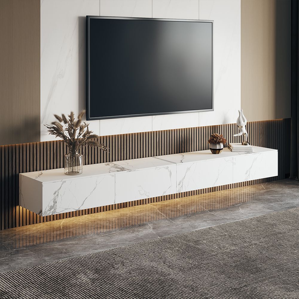 Modern White Floating Tv Stand Sintentered Stone Wall Mounted Tv ... pertaining to 72" High Gloss Floating Fireplace Tv Stand, Modern Wall-Mounted Design, White