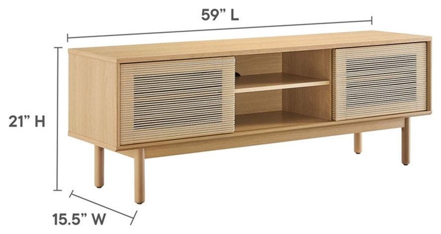 Modway Milo 1-Shelf Wood Tv Stand For Tvs Up To 65&amp;quot; In Oak And Tan ... for The Art of Balancing Function and Aesthetics in Home Entertainment Furniture