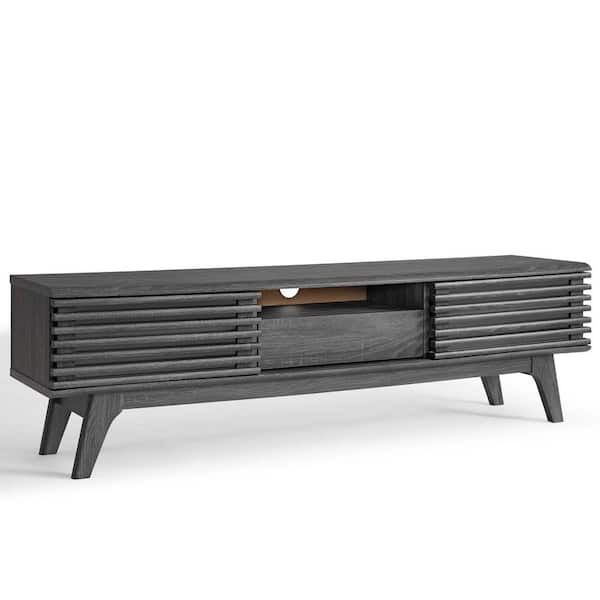 Modway Render 59 In. Charcoal Particle Board Tv Stand With 1 Drawer ... with Color psychology behind charcoal tones in modern interior design