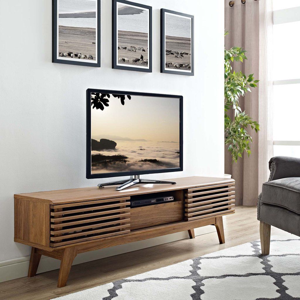 Modway Render 59 Tv Stand - Eei-2541 Charcoal Color With Tempered Clea ... pertaining to Modway Render 70&amp;quot;W Modern Wood Tv Stand For Tvs Up To 78&amp;quot; In Charcoal