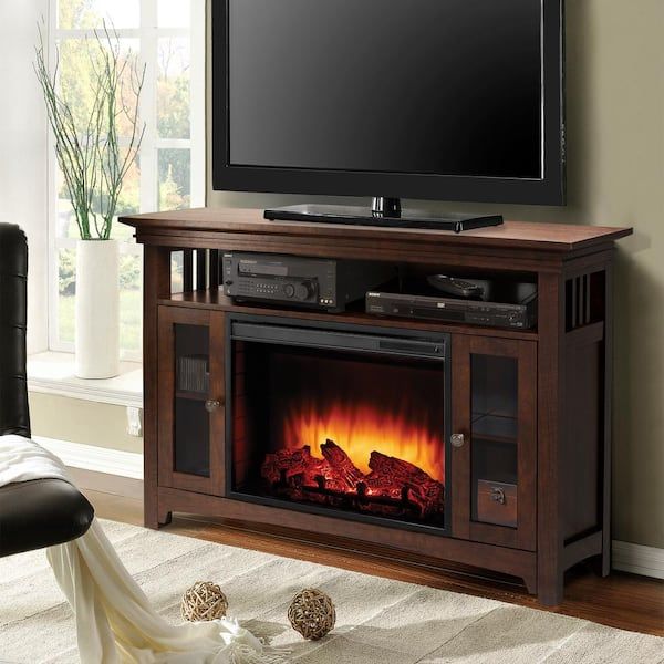 Muskoka Wyatt 48 In. Freestanding Electric Fireplace Tv Stand In ... pertaining to Inside the construction process of Eagle Furniture&amp;#039;s acclaimed 48 inch Oak Ridge TV console