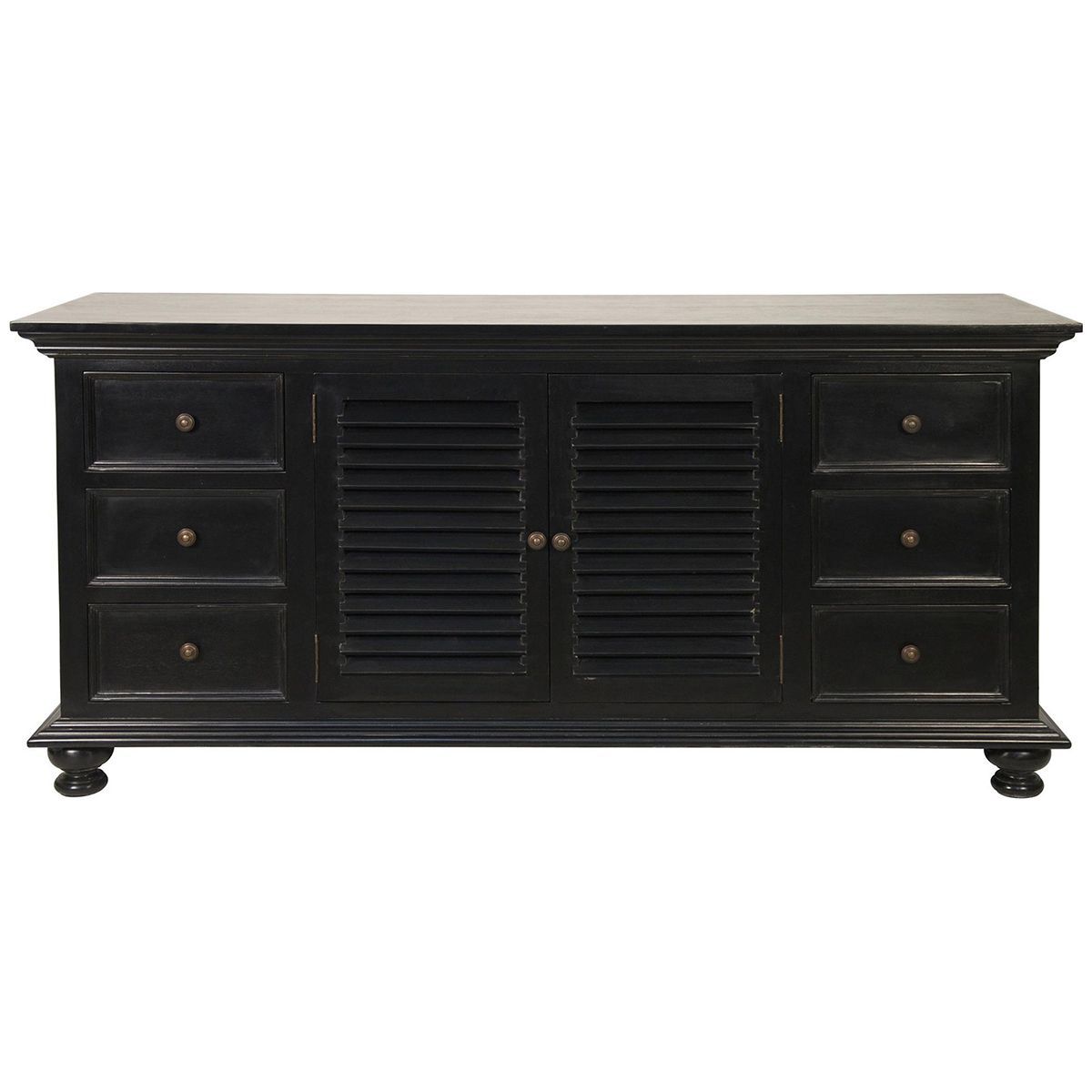 Noir Shutter Tv Console - Hand Rubbed Black within Eagle Furniture 55&amp;quot; Coastal Thin Flat-Panel Entertainment Console, Black