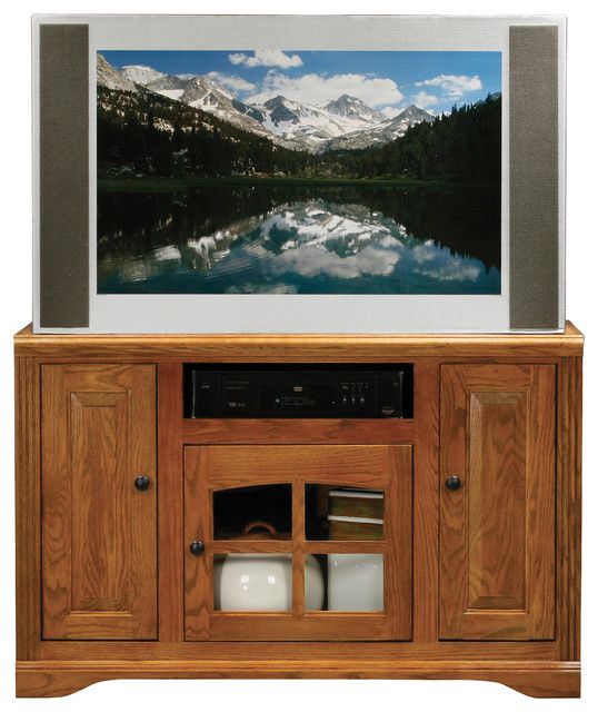 Oak Ridge Thin 45" Corner Entertainment Console - Traditional ... regarding Eagle Furniture Oak Ridge Thin-Screen Entertainment Console, Lite Oak