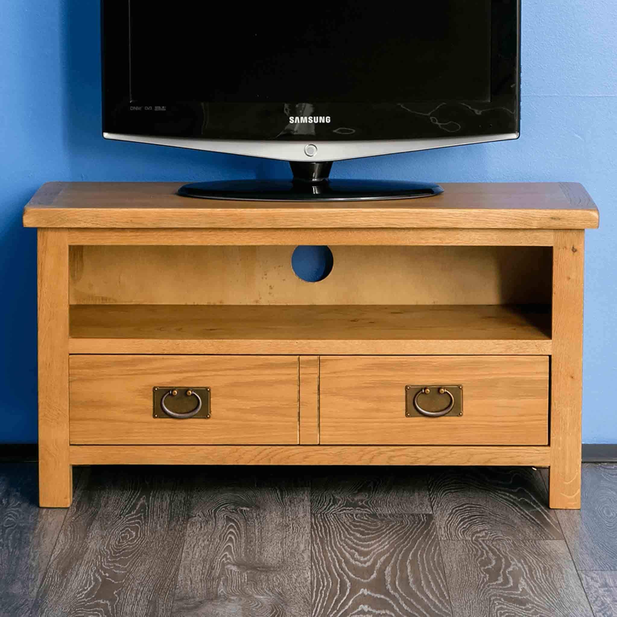 Oak Traditional Tv Stand inside Traditional Tv Stand, 2 Tempered Glass Doors &amp;amp; 2 Wooden Doors, Oak