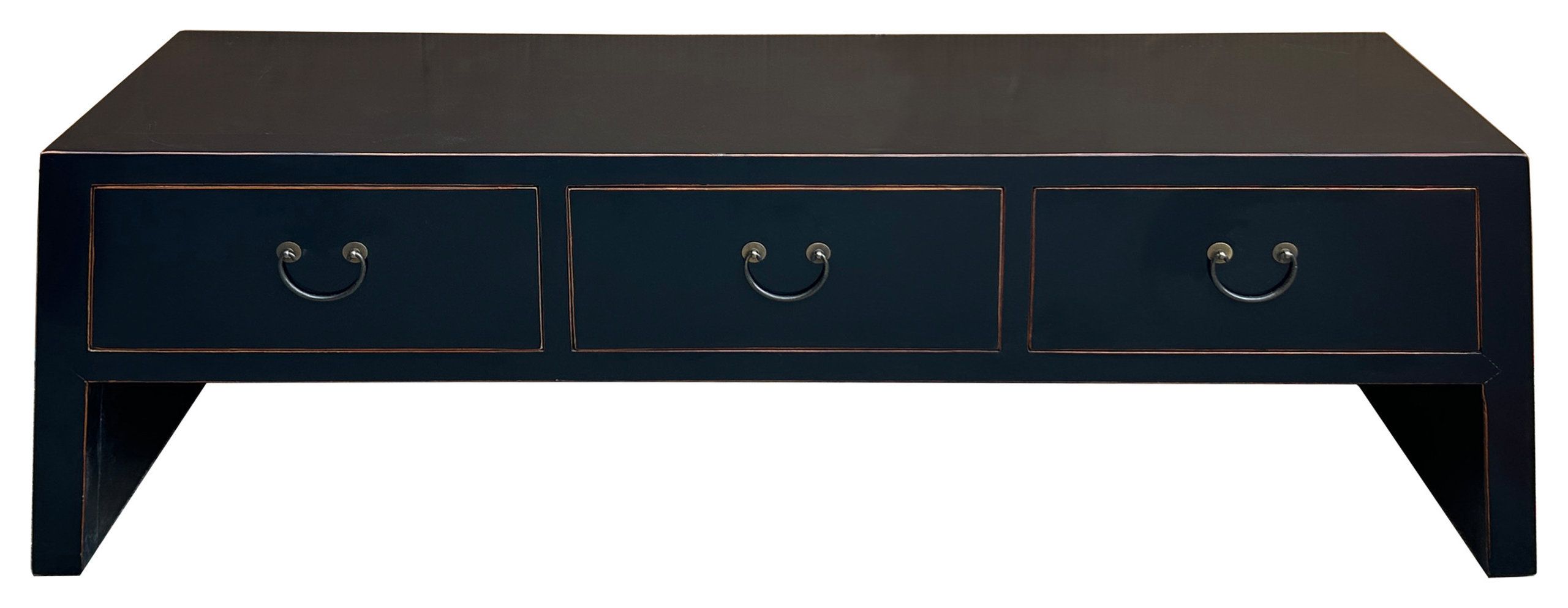 Oriental Black 3 Drawers Trapezoid Low Tv Stand Console Table Cabinet ... inside Exploring the Functional Benefits of Low Profile Console Tables in Modern Homes