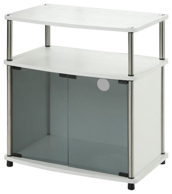 Pemberly Row Contemporary Wood Tv Stand For Tvs Up To 25" In White ... for Pemberly Row Modern Glass Tv Stand For Tvs Up To 60" In Antique Silver