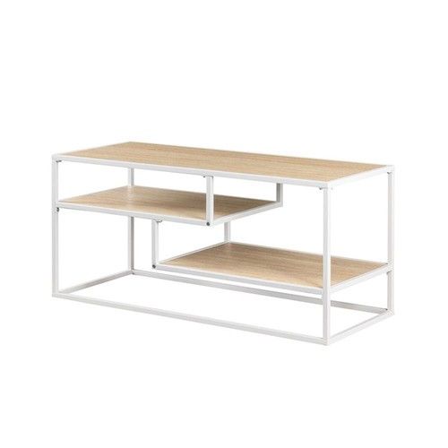 Pemberly Row Floating Wood Shelf Tv Stand For Tvs Up To 43" Coastal Oak ... throughout Maximizing Wall Space with Pemberly Row's Coastal Oak Floating Shelf Solutions
