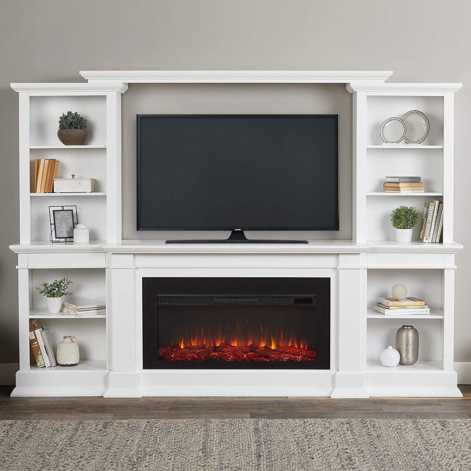 Real Flame 9900E-W Monte Vista 107-Inch Electric Fireplace ... within Real Flame Monte Vista Electric Fireplace Entertainment Center In White