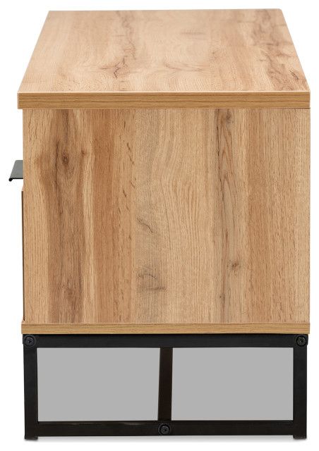 Reid Contemporary Industrial Oak Finished Wood And Black Metal 2-Drawer ... throughout Reid Modern Industrial Oak Finished Wood And Black Metal 2-Drawer Tv Stand