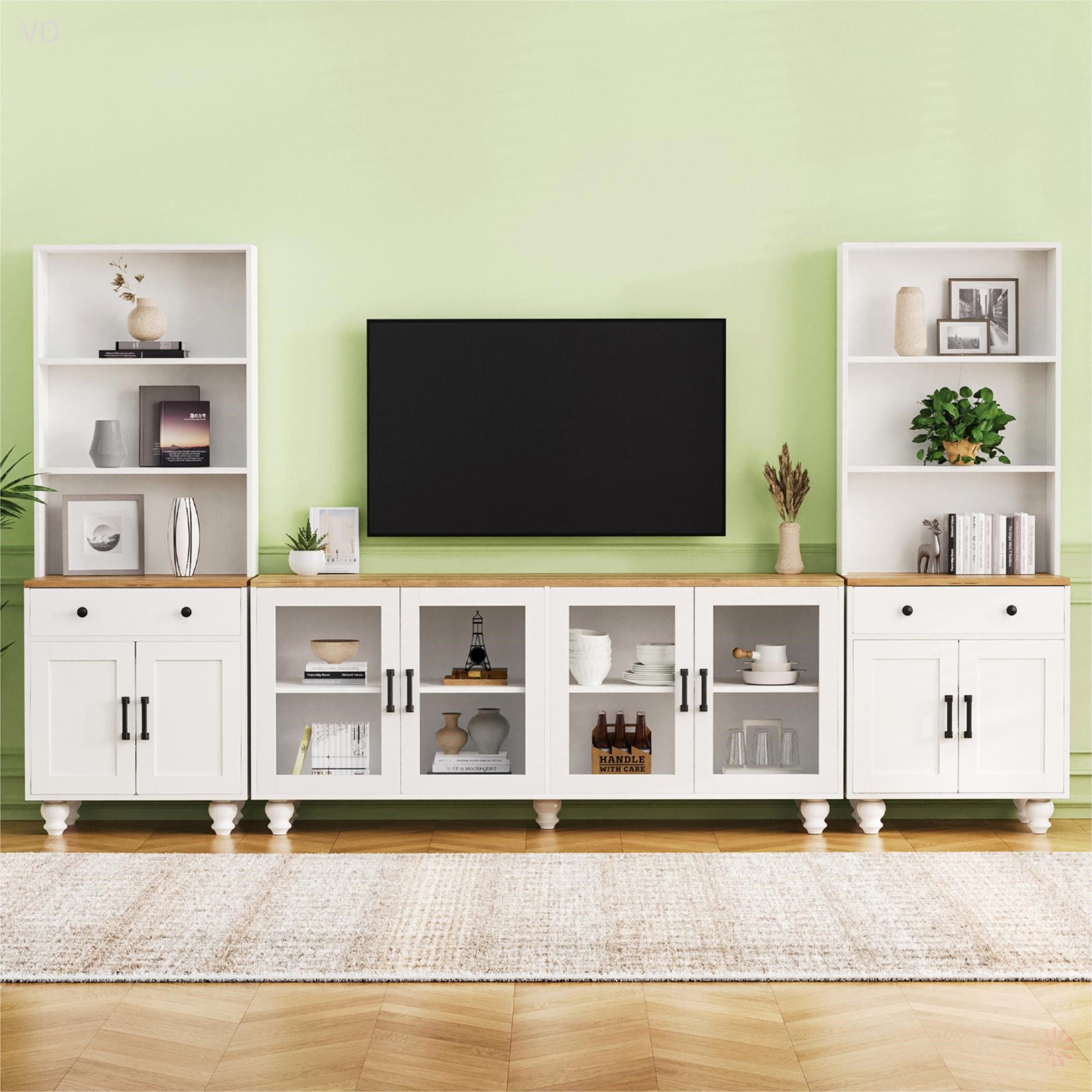 Rosdorf Park Farmhouse Tv Stand With Solid Wood Gourd-Shaped Legs For ... regarding Transforming your entertainment area with farmhouse aesthetics