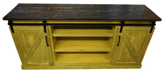 Rustic Barn Style 68" Wide Entertainment Console - Rustic ... in Creating Warmth with Autumn Gold Accents in Home Decor