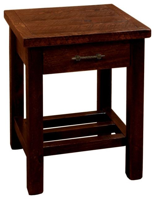 Rustic Barn Wood Style Timber Peg 1-Drawer End Table - Transitional ... pertaining to The Hidden Craftsmanship Behind Barnwood Style Timber Peg Entertainment Stand