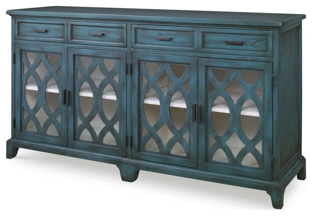 Rustic Cottage Blue Green Lattice Media Console Cabinet Vintage Style ... within Rustic Cottage Blue Green Lattice Media Console Cabinet Vintage Style Wood