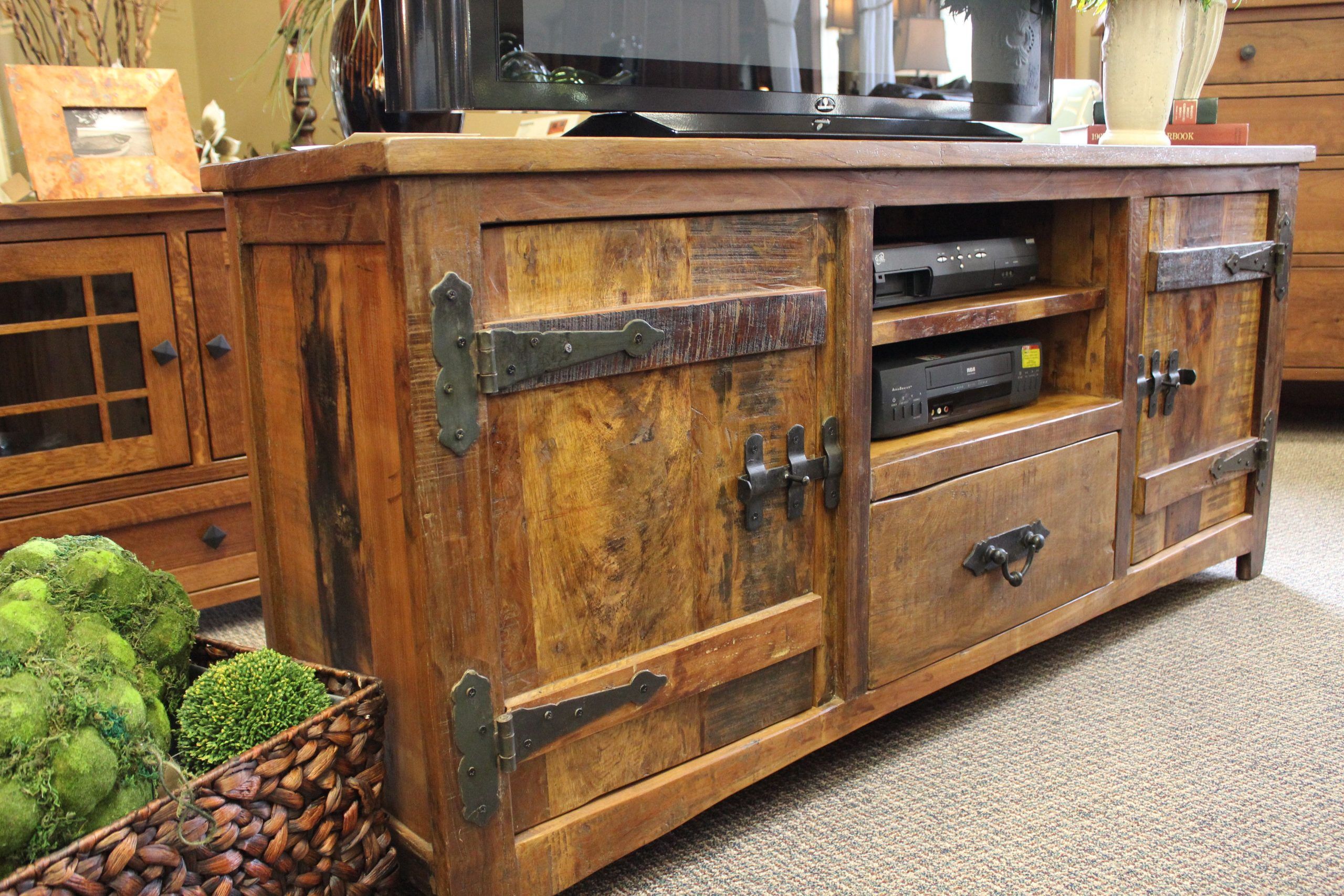 Rustic Media Cabinet throughout The Art of Integrating Storage Solutions in Modern Home Design