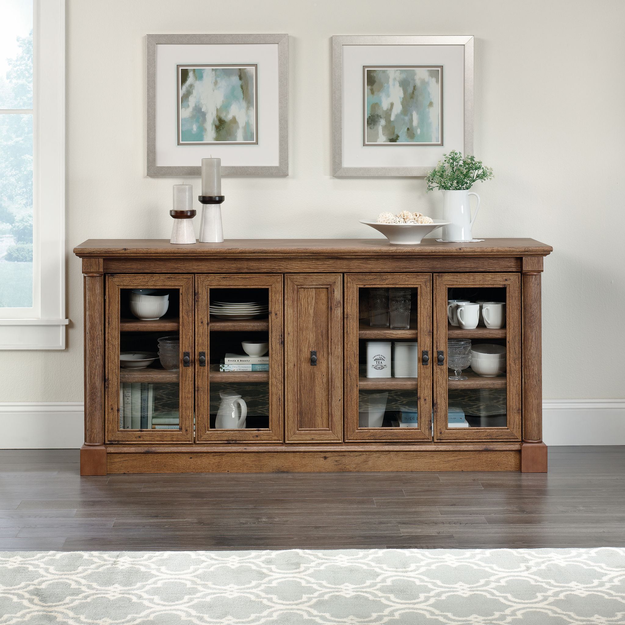 Sauder Palladia Tv Stand For Tvs Up To 70&amp;quot;, Vintage Oak Finish ... with Beyond Storage: The Role of Credenza Furniture in Contemporary Home Design
