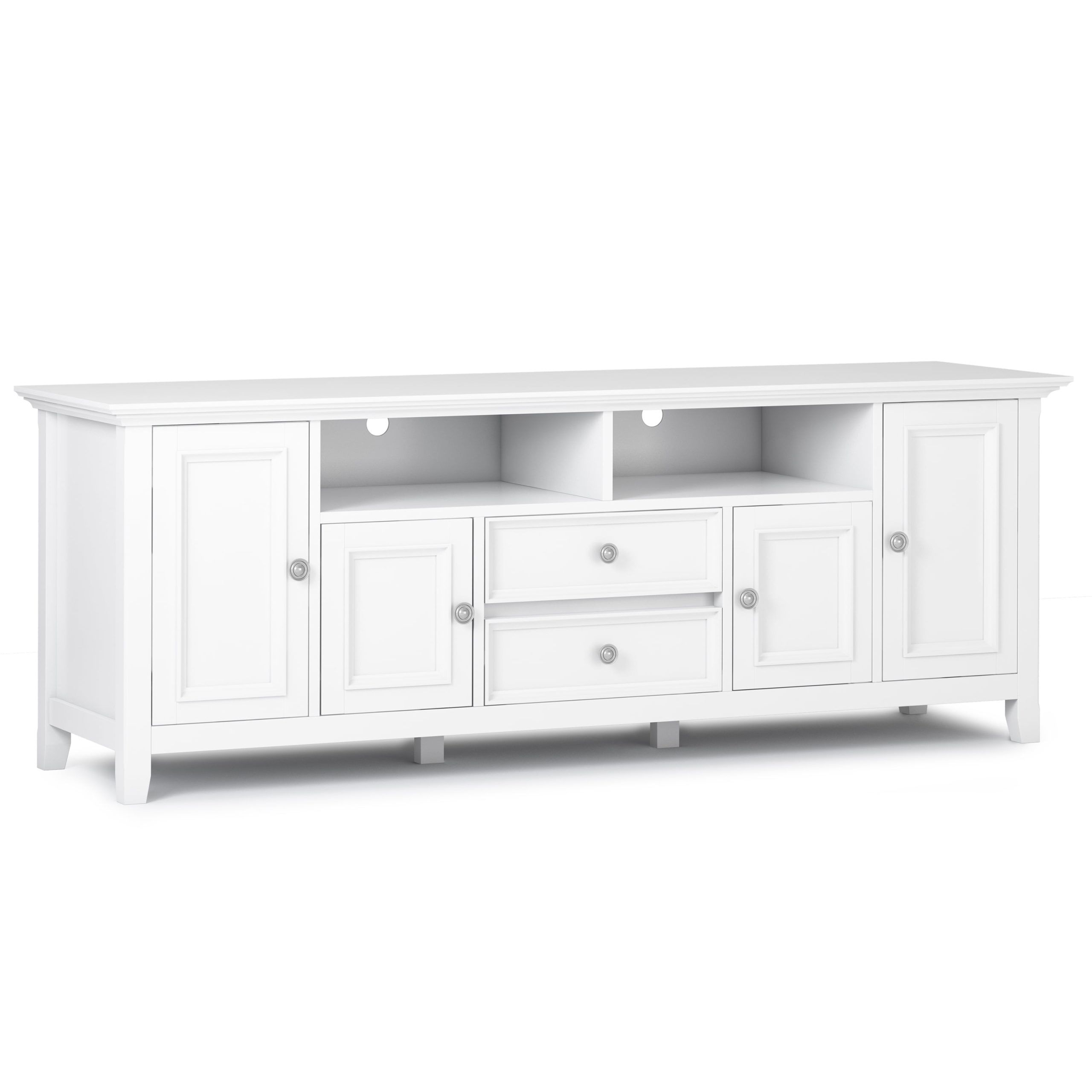 Simpli Home Amherst Solid Wood 72 Inch Wide Transitional Tv Media Stand ... throughout Choosing the Right TV Stand to Complement Your Home Entertainment Setup