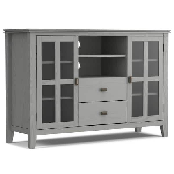 Simpli Home Artisan Solid Wood 53 In. Wide Contemporary Tv Media Stand ... in Artisan Solid Wood 53" Wide Tv Media Stand In Farmhouse Grey For Tvs Up To 60"Es