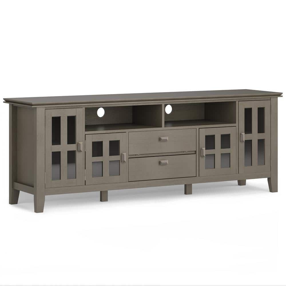 Simpli Home Artisan Solid Wood 72 In. Wide Contemporary Tv Media Stand ... intended for Artisan Solid Wood 53" Wide Tv Media Stand In Farmhouse Grey For Tvs Up To 60"Es