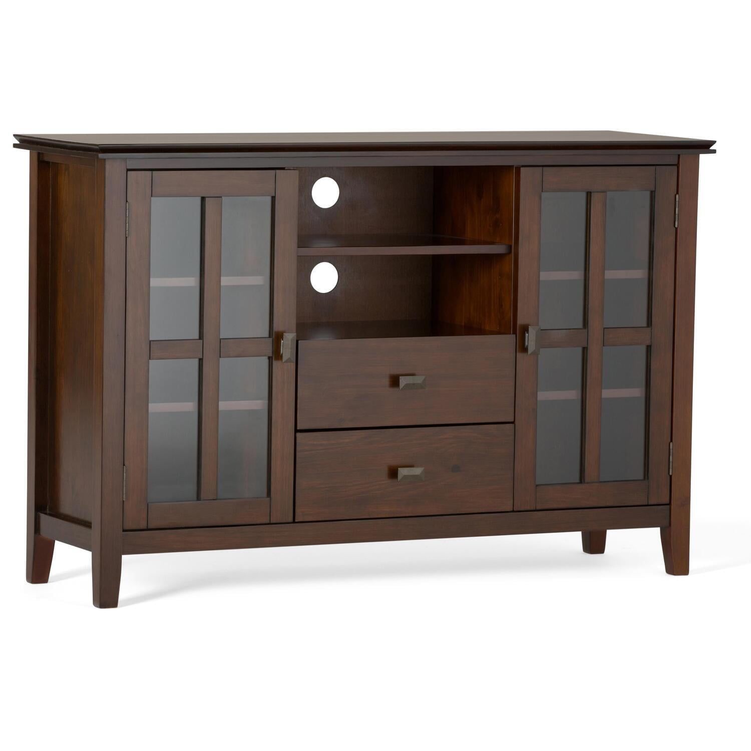 Simpli Home Artisan Wood Tv Media Stand In Russet Brown For Tvs Up To ... pertaining to The Benefits of Solid Wood Construction in Media Furniture