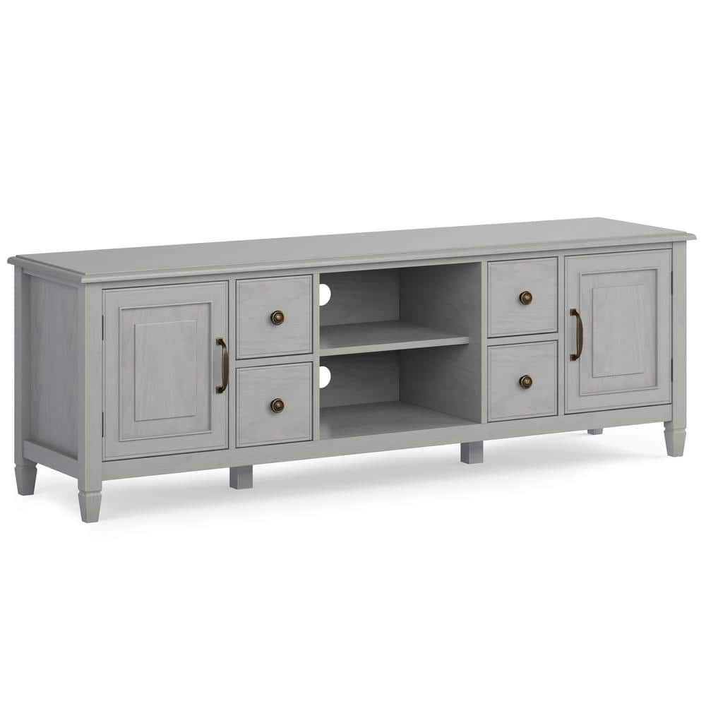 Simpli Home Connaught Solid Wood 72 In. Wide Traditional Tv Media Stand ... regarding Exploring the durability and maintenance of wood-based entertainment centers