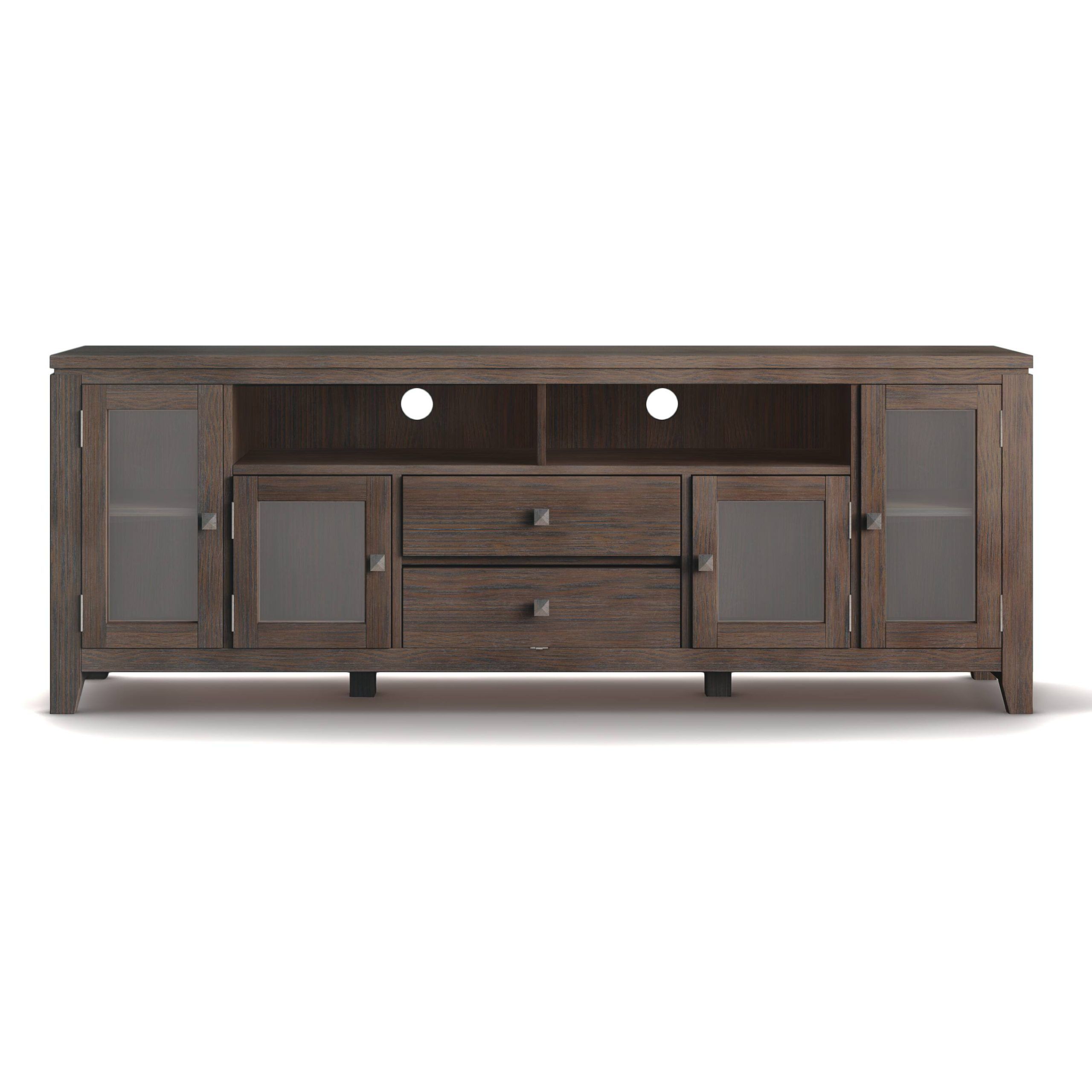 Simpli Home Cosmopolitan Solid Wood 72 Inch Wide Tv Media Stand In ... with regard to Understanding the relationship between TV size and media stand proportion