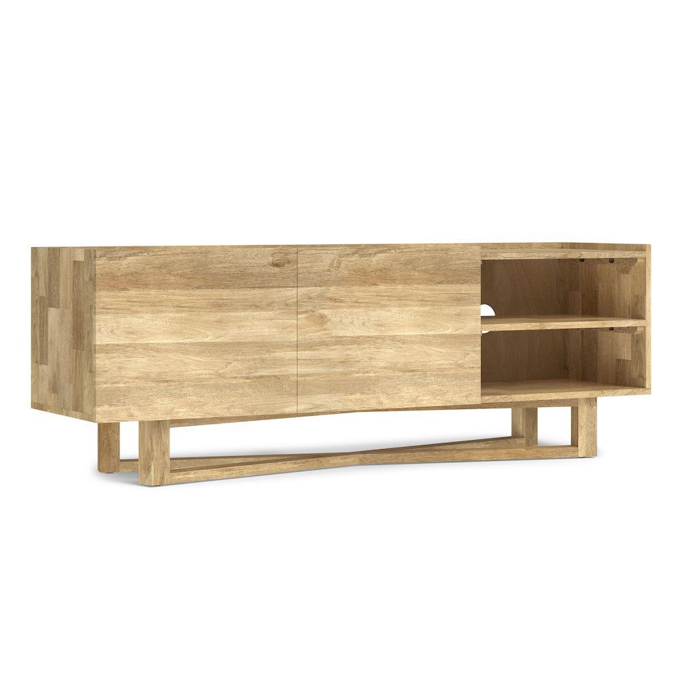Simpli Home Harrow Solid Mango Wood 60 Inch Wide Contemporary Modern Tv ... inside How to Choose the Right TV Stand That Complements Your 65 Inch Display